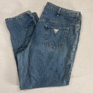 Vintage Guess Jeans Straight Leg Medium Wash Blue Cotton USA Made Size 42x30